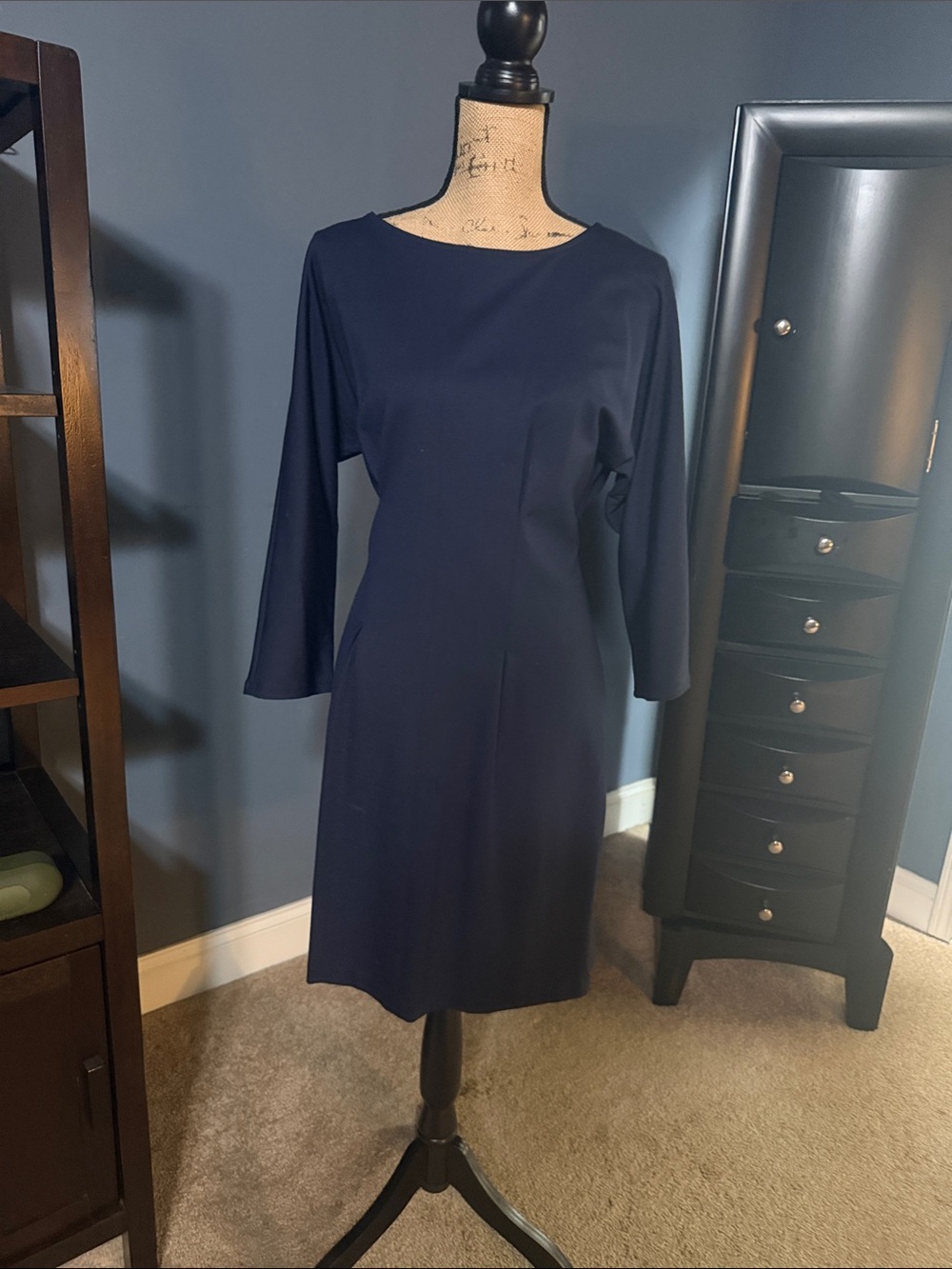 Express Navy Long Sleeve Shift Dress